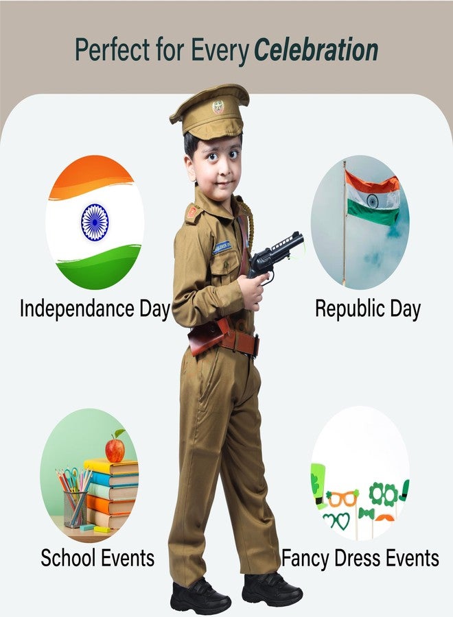 Sarvda Cotton Kids Fancy Dress Costume Set | Police, Army Soldier, Pilot, Doctor, Subhash Chandra Bose & Community-Helper Outfit for Boys & Girls (Police_Dress_kids, 8-9 Years) - Image 4